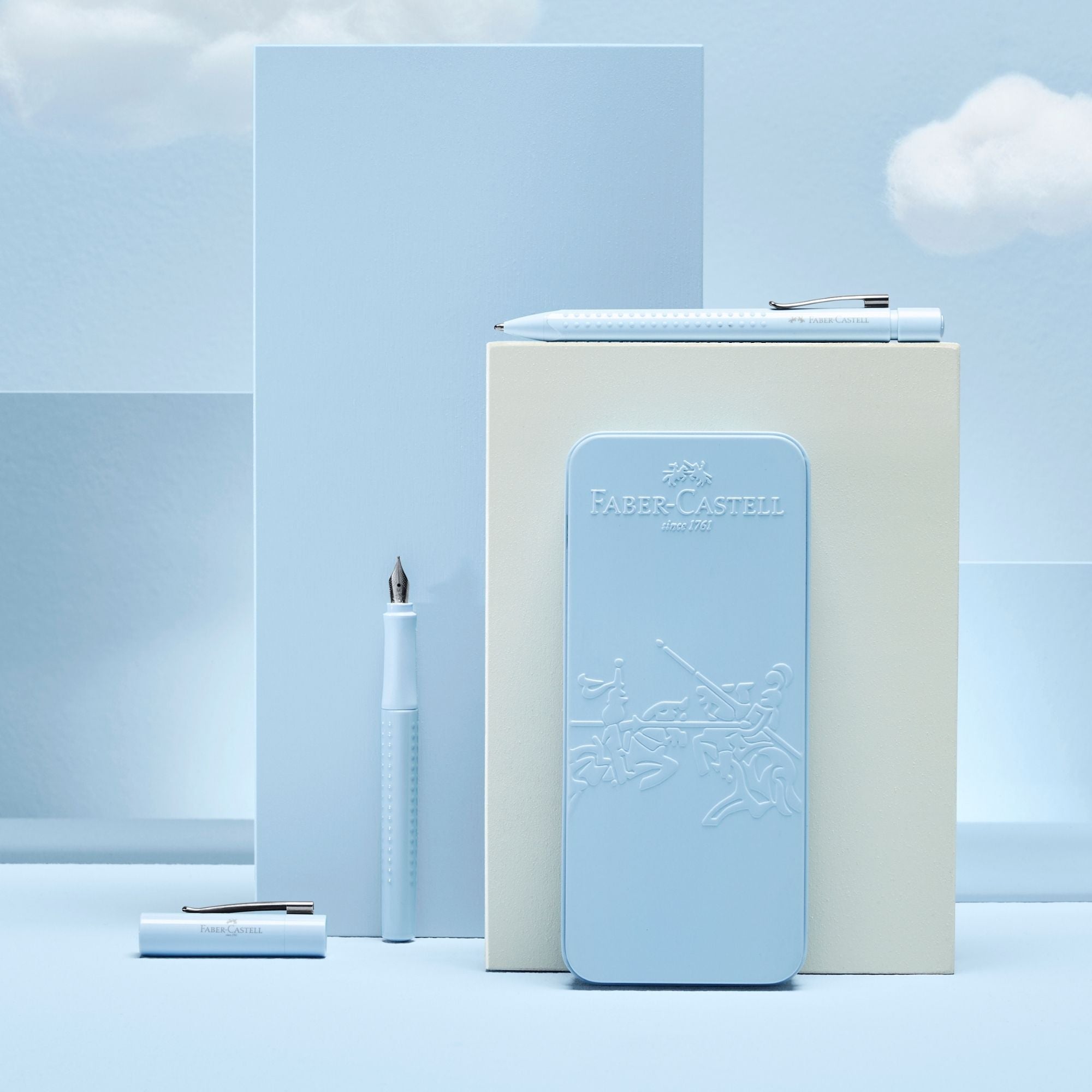 Set Pluma M/ Bolígrafo Grip 2010 Sky blue Faber-Castell